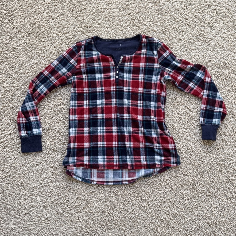 NAUTICA Pajama Top Adult Small Winter Pattern Fleece Pajama Lounge Shirt Women